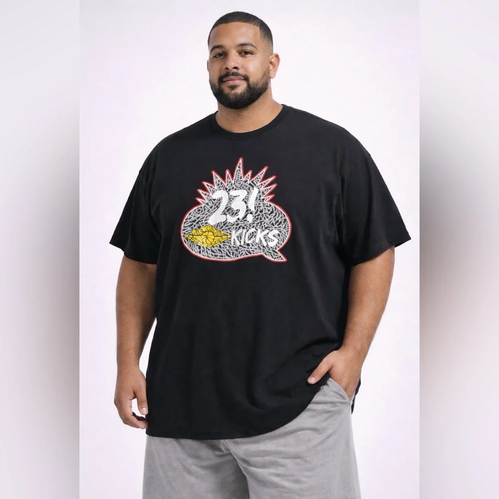 Jordan 23 Kicks Graphic Tee men’s plus size 3XL Black Jumpman Streetwear(A443)✨